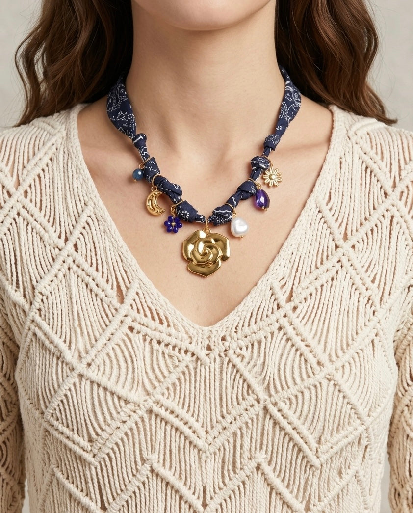 Navy Boho Tide Necklace