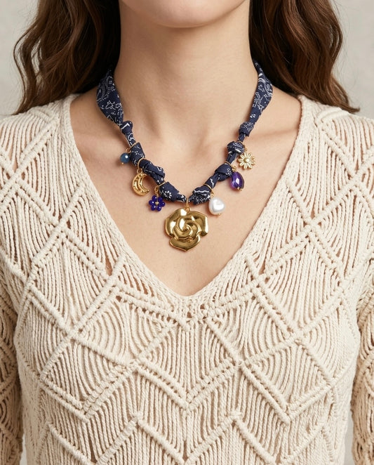 Navy Boho Tide Necklace