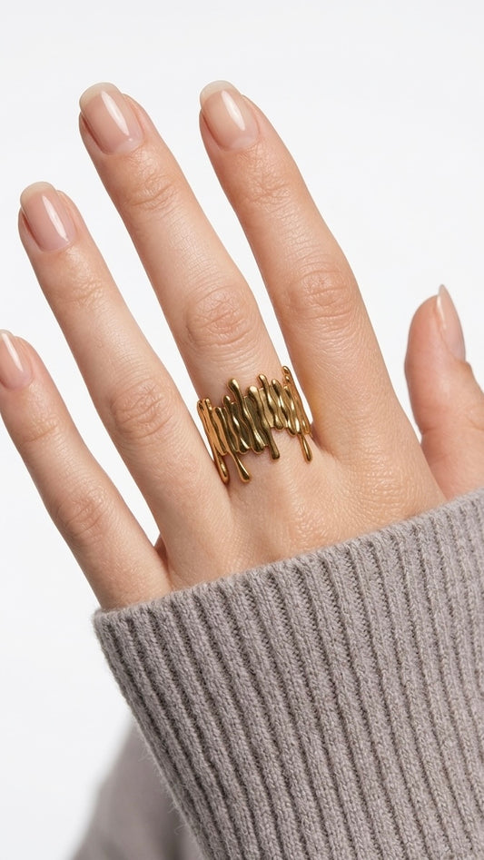 Textured Band Free Size Ring