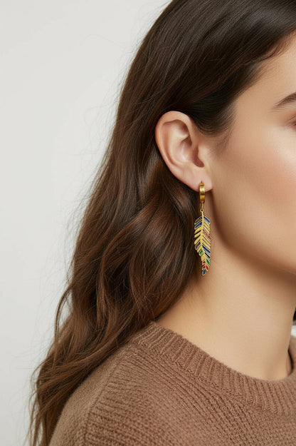 Multicolor Feather Earrings